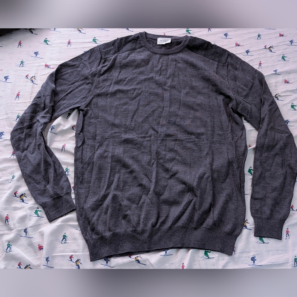 Sezane Octobre-Editions Men's Crew Neck Merino Wool Sweater, Made In Italy, XXL